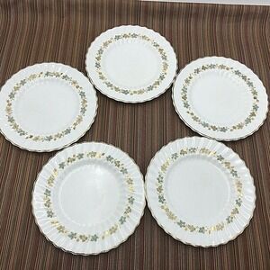 Set of 5 Royal Doulton Fine Bone English China Piedmont H 4967 Lunch Plates 8"